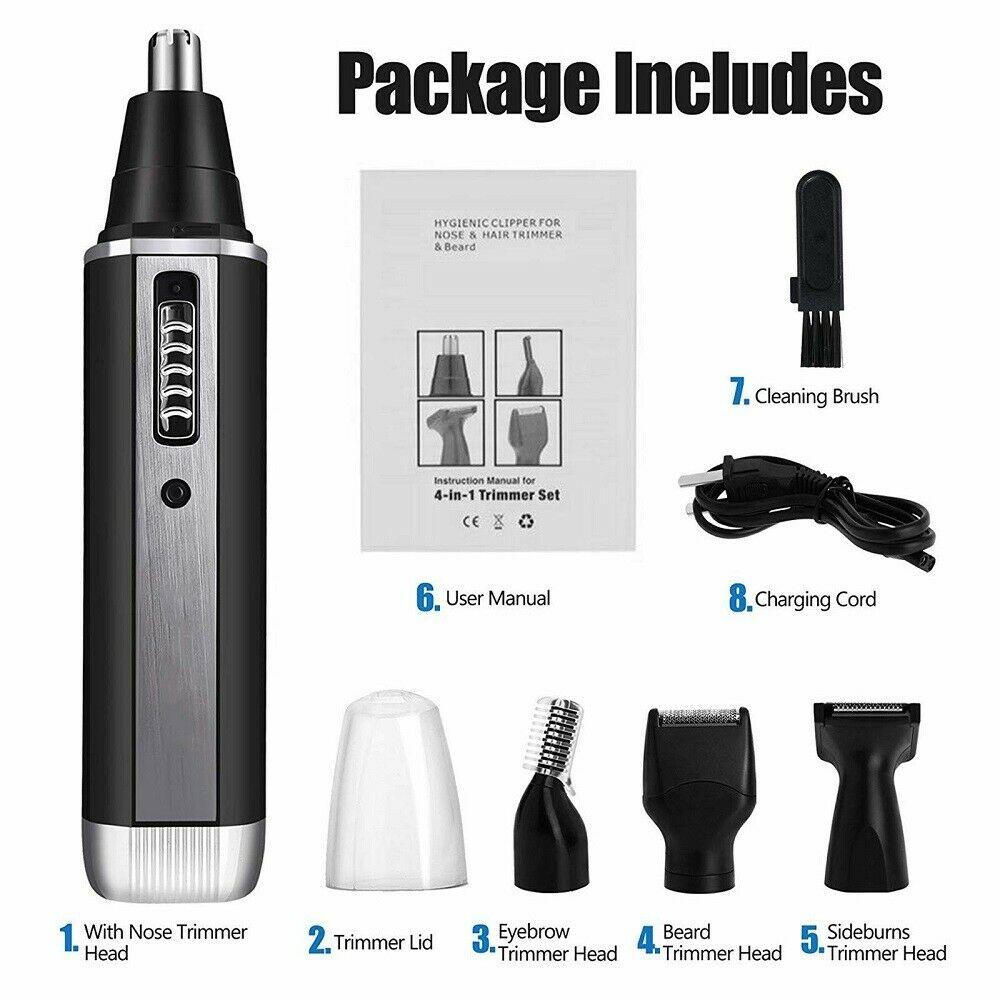 4-in-1 Nose, Ear & Facial Hair Trimmer – Rechargeable