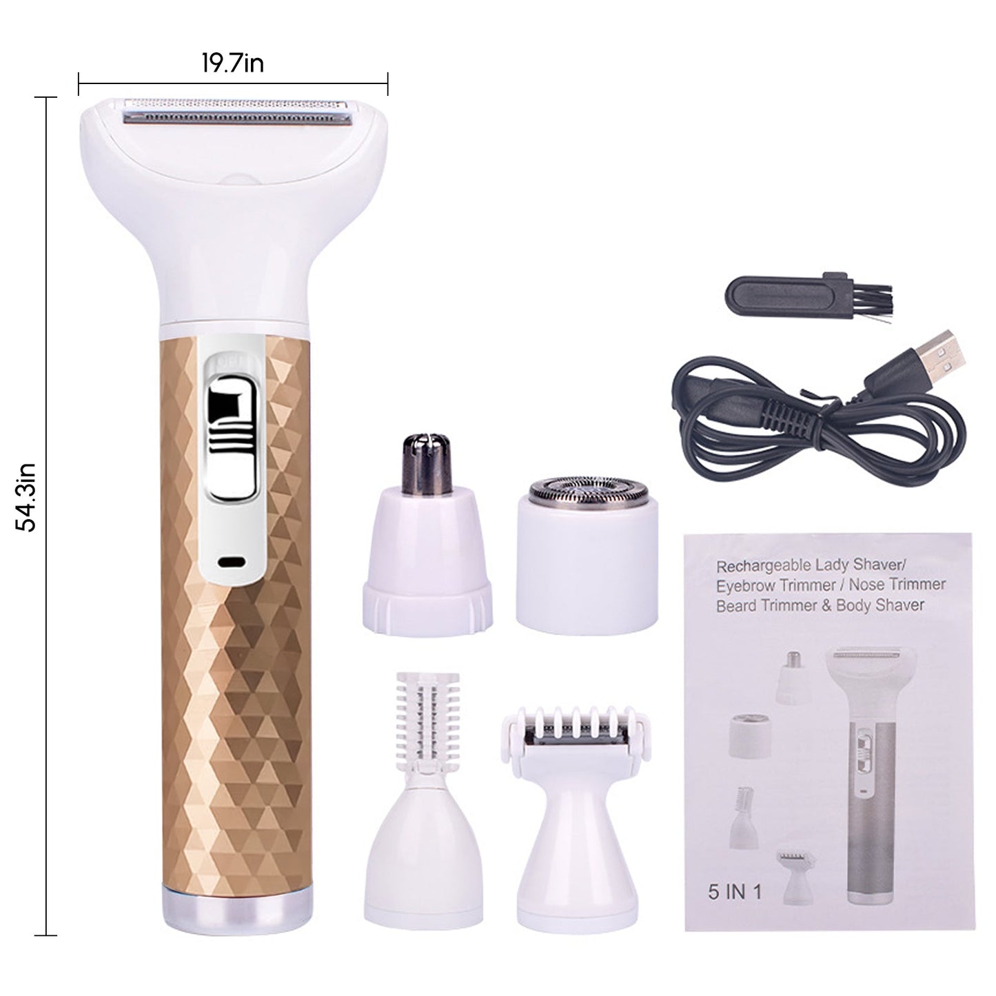 5-in-1 Women's Electric Shaver – Body, Bikini & Nose Hair Trimmer