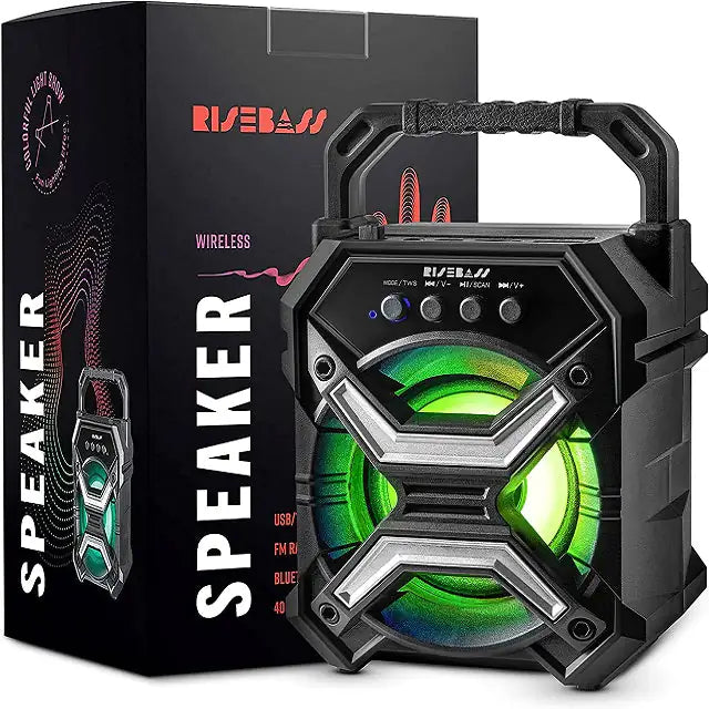 Portable Wireless Bluetooth Speaker – Rechargeable Speaker with TWS & LED Lights