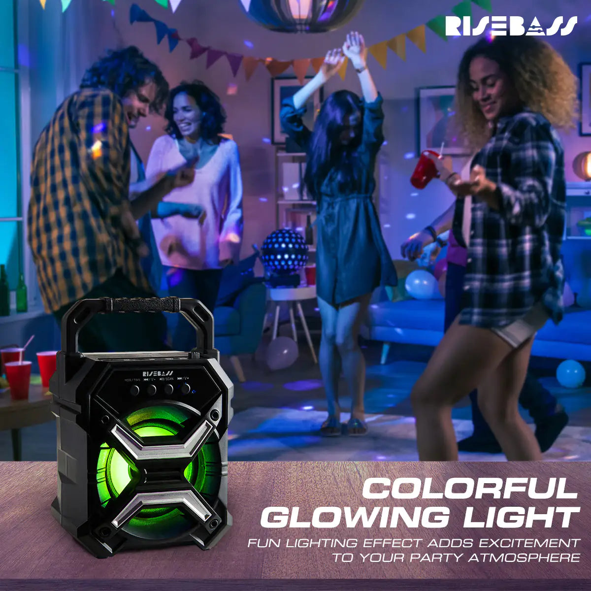 Portable Wireless Bluetooth Speaker – Rechargeable Speaker with TWS & LED Lights