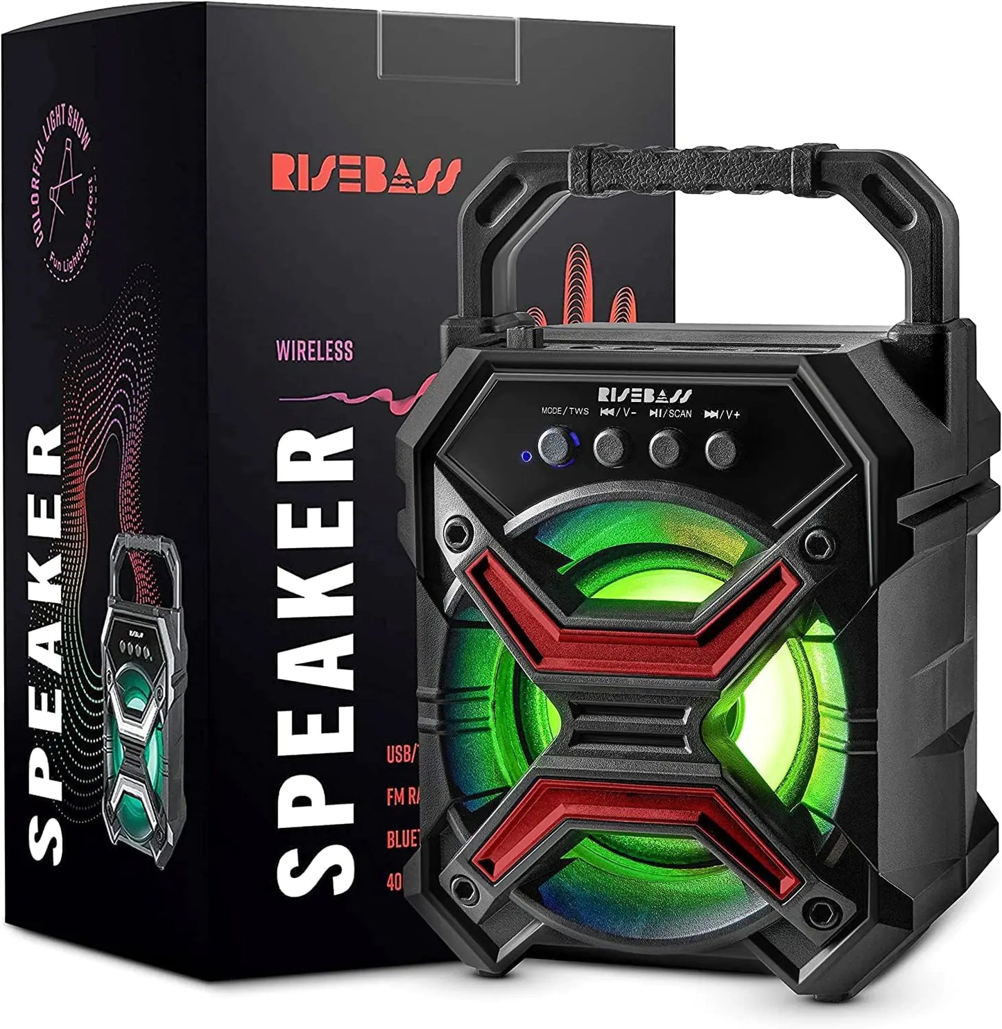 Portable Wireless Bluetooth Speaker – Rechargeable Speaker with TWS & LED Lights