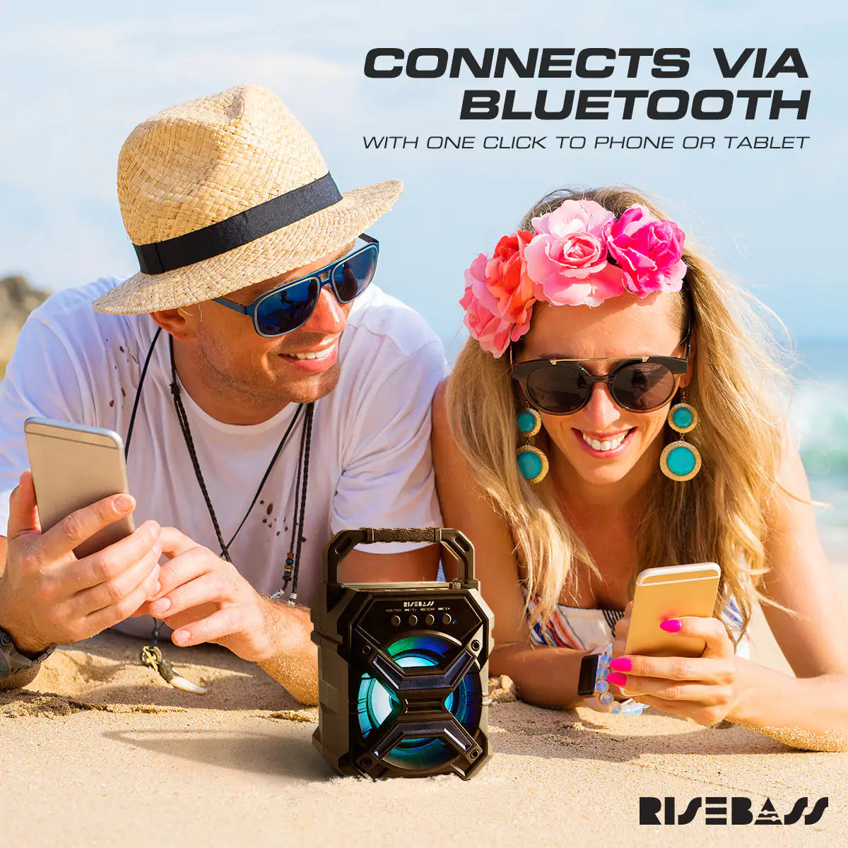Portable Wireless Bluetooth Speaker – Rechargeable Speaker with TWS & LED Lights