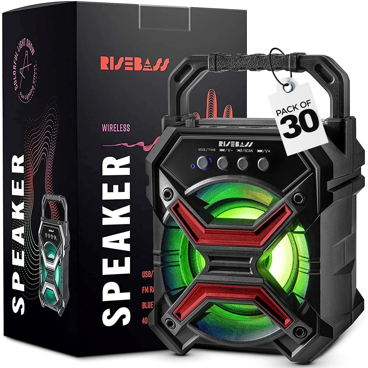 Portable Wireless Bluetooth Speaker – Rechargeable Speaker with TWS & LED Lights